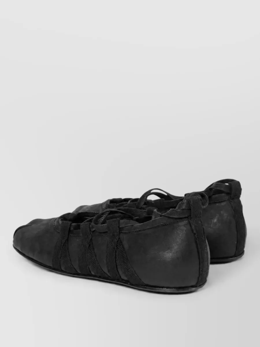 Ann Demeulemeester Lamb Leather Lace-Up Ballerina Shoes