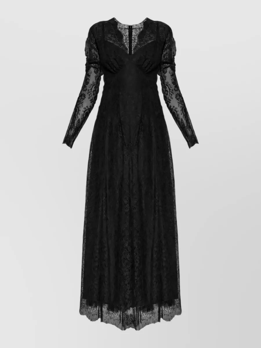 Dolce&Gabbana chantilly lace v-neck long-sleeve maxi dress