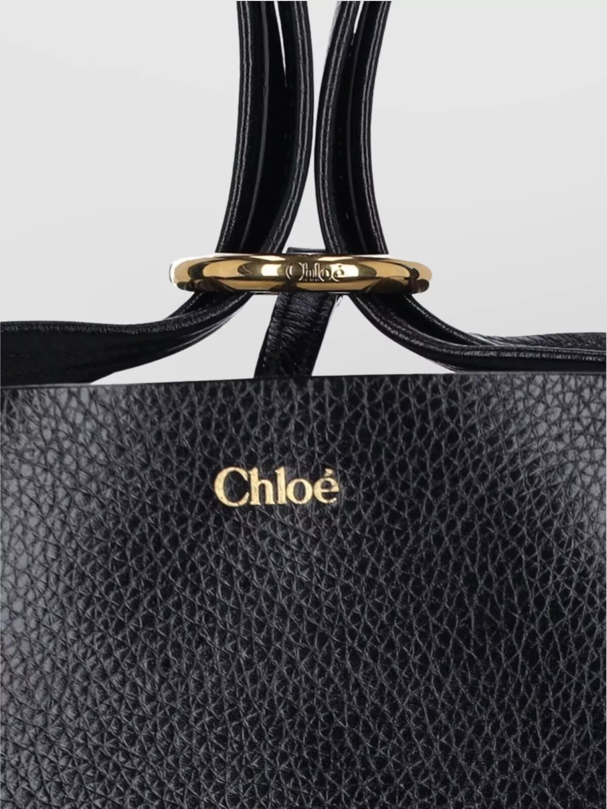 Chloé Chain Detail Textured Finish Tote Bags