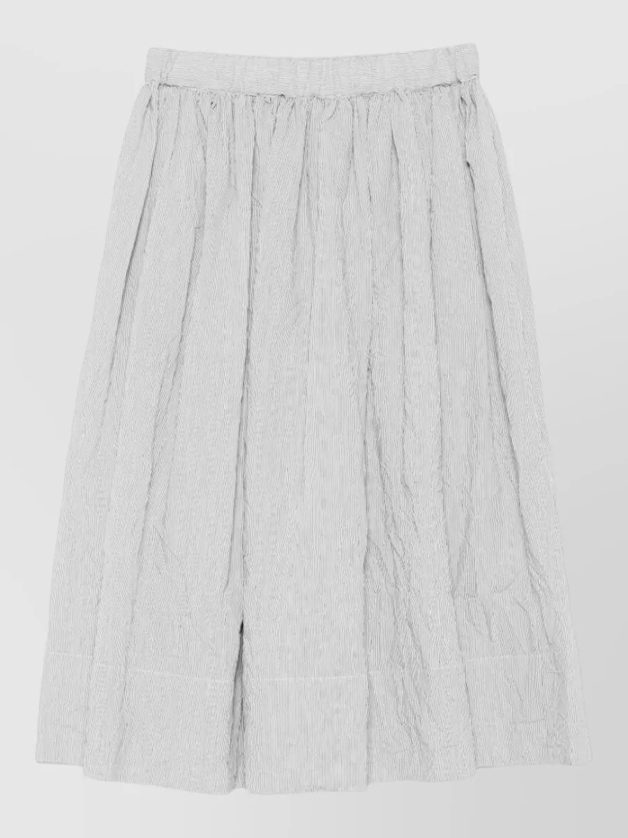 Apuntob Striped Pleated Midi Skirt