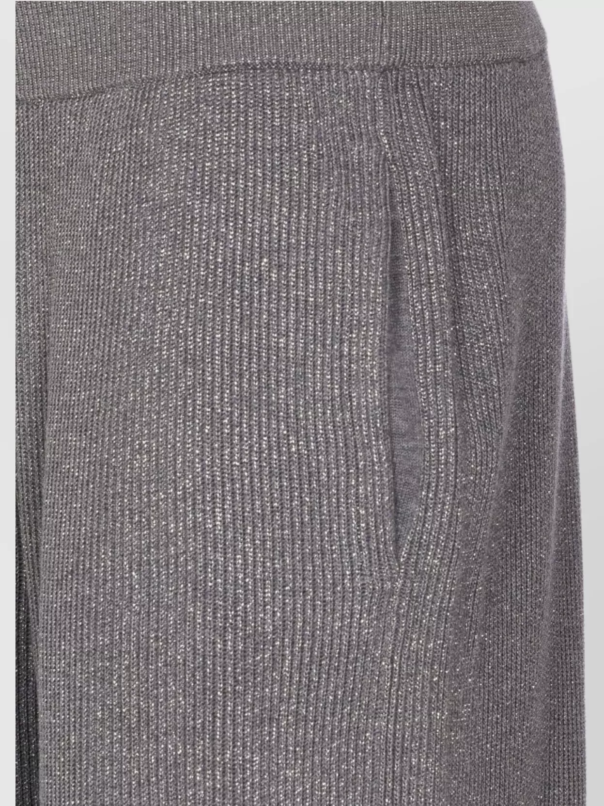 Brunello Cucinelli Flared Ribbed Texture Metallic Finish Trousers