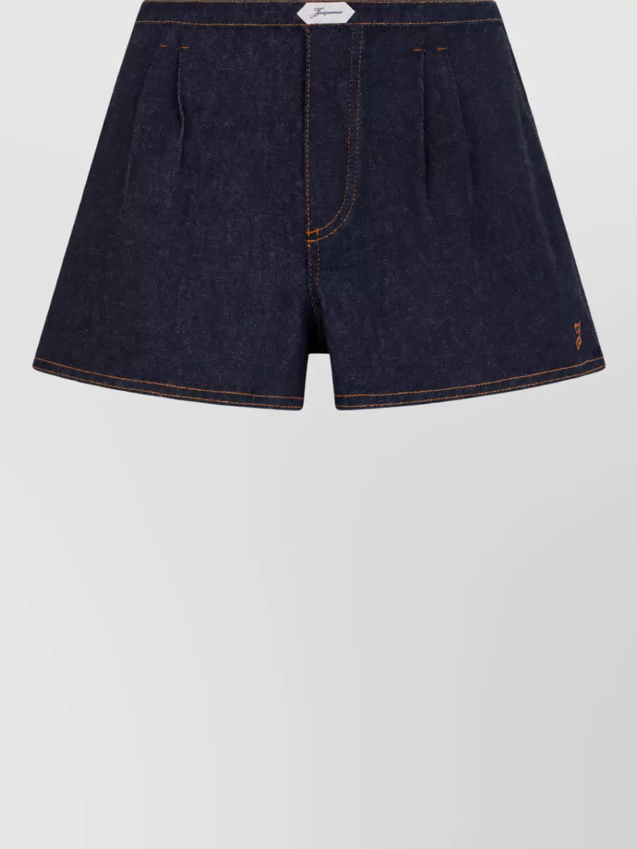 Jacquemus denim pleated knee-length shorts