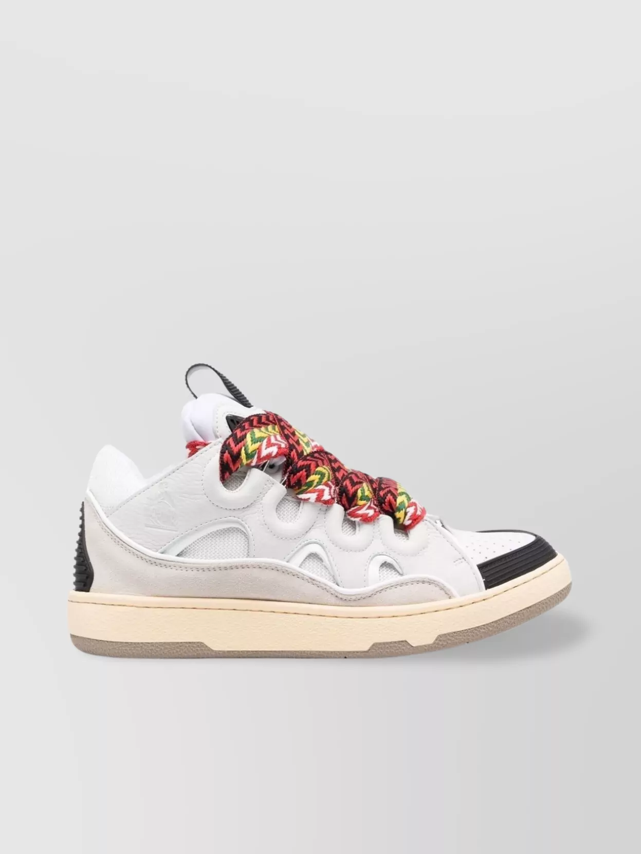 Shop Lanvin Oversize Tongue Panelled Leather Sneakers