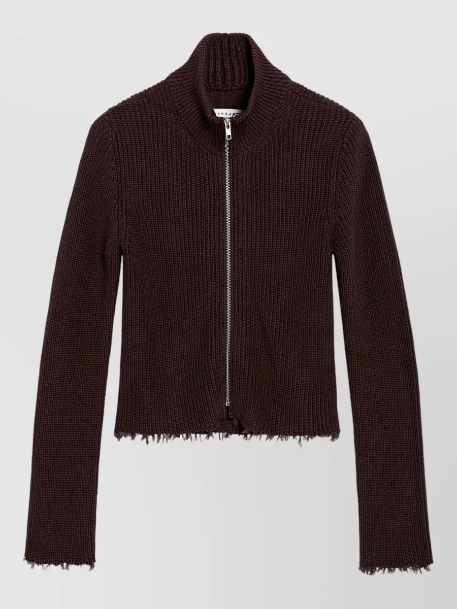 Mm6 Maison Margiela ribbed cotton zip-up cardigan