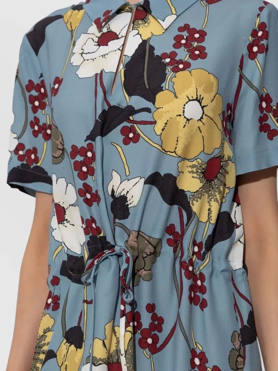 Marni Midi Dress V Neck Floral Motif