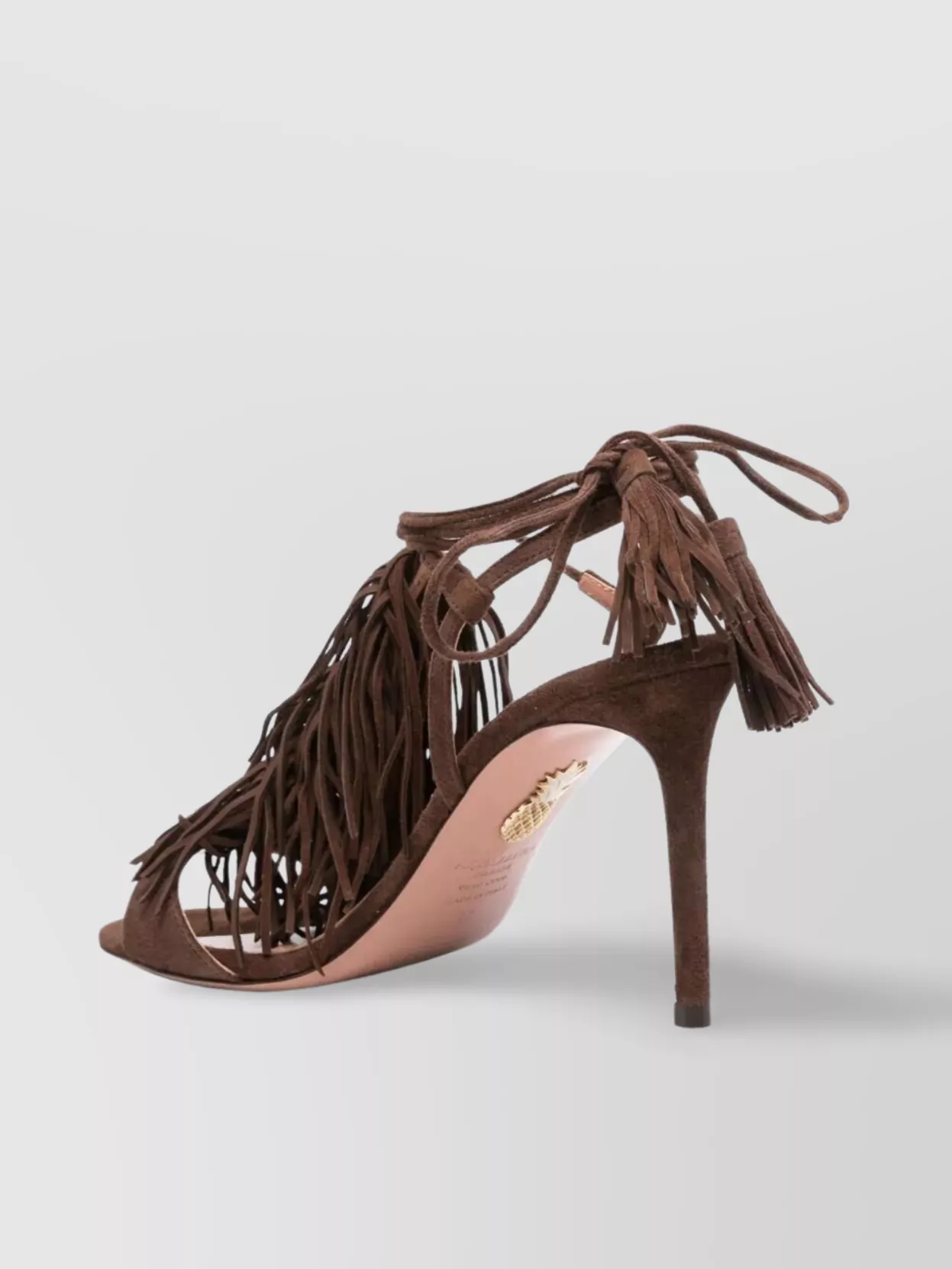 Aquazzura 85 Fringed Suede Open Toe Sandals