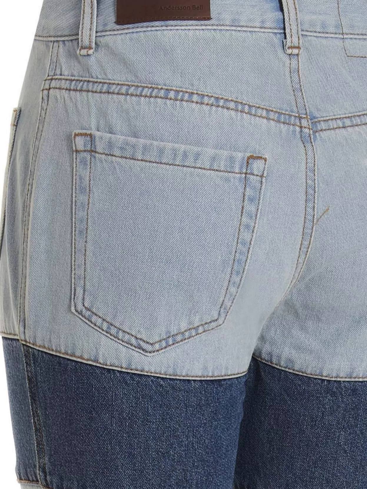 Andersson Bell Mahina Blocking Patchwork Jeans In Washed Blue