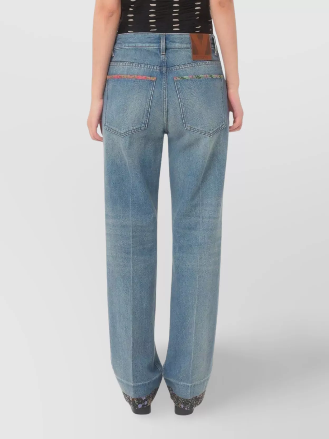 Valentino Straight-fit Denim Pants With Colorful Embellishments