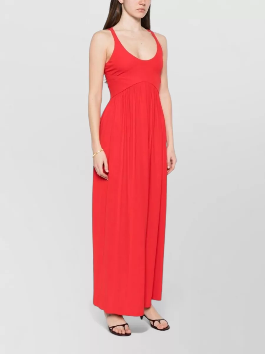 Sportmax Viscose Slim-Fit V-Neck Short-Sleeve Maxi Dress