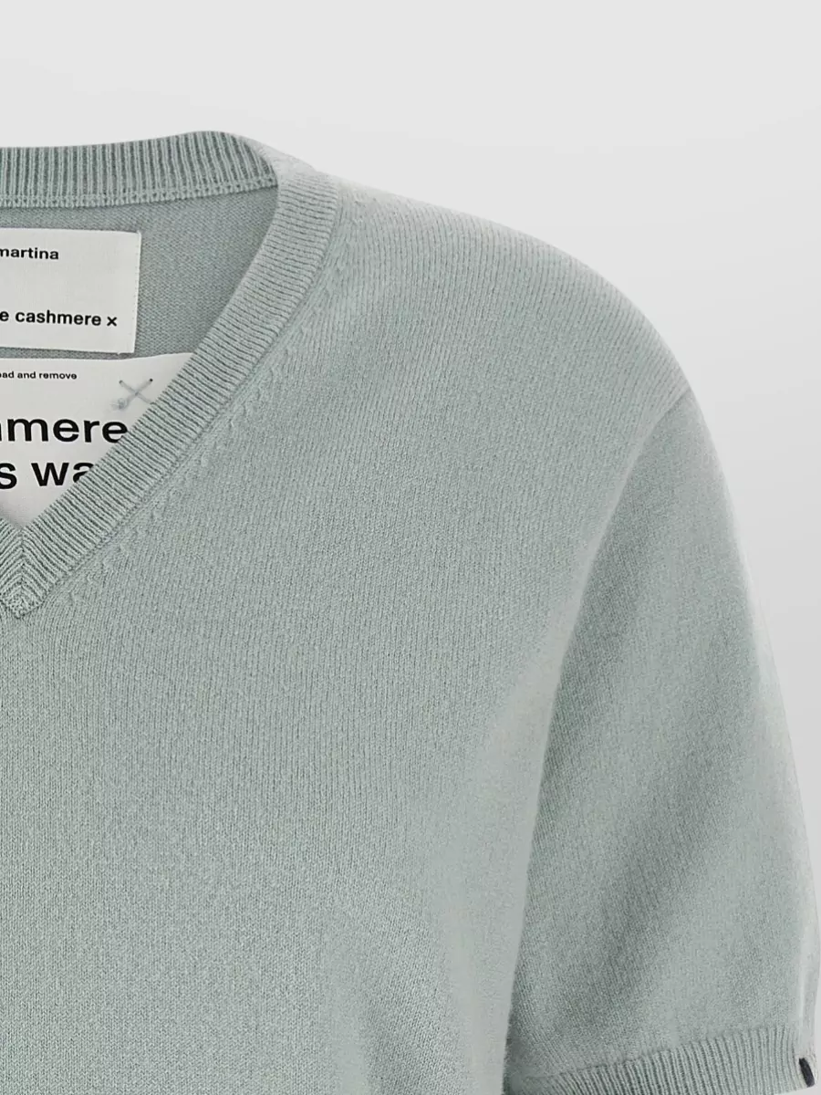 Extreme Cashmere Cashmere Ribbed V-Neck Short-Sleeve Sweater