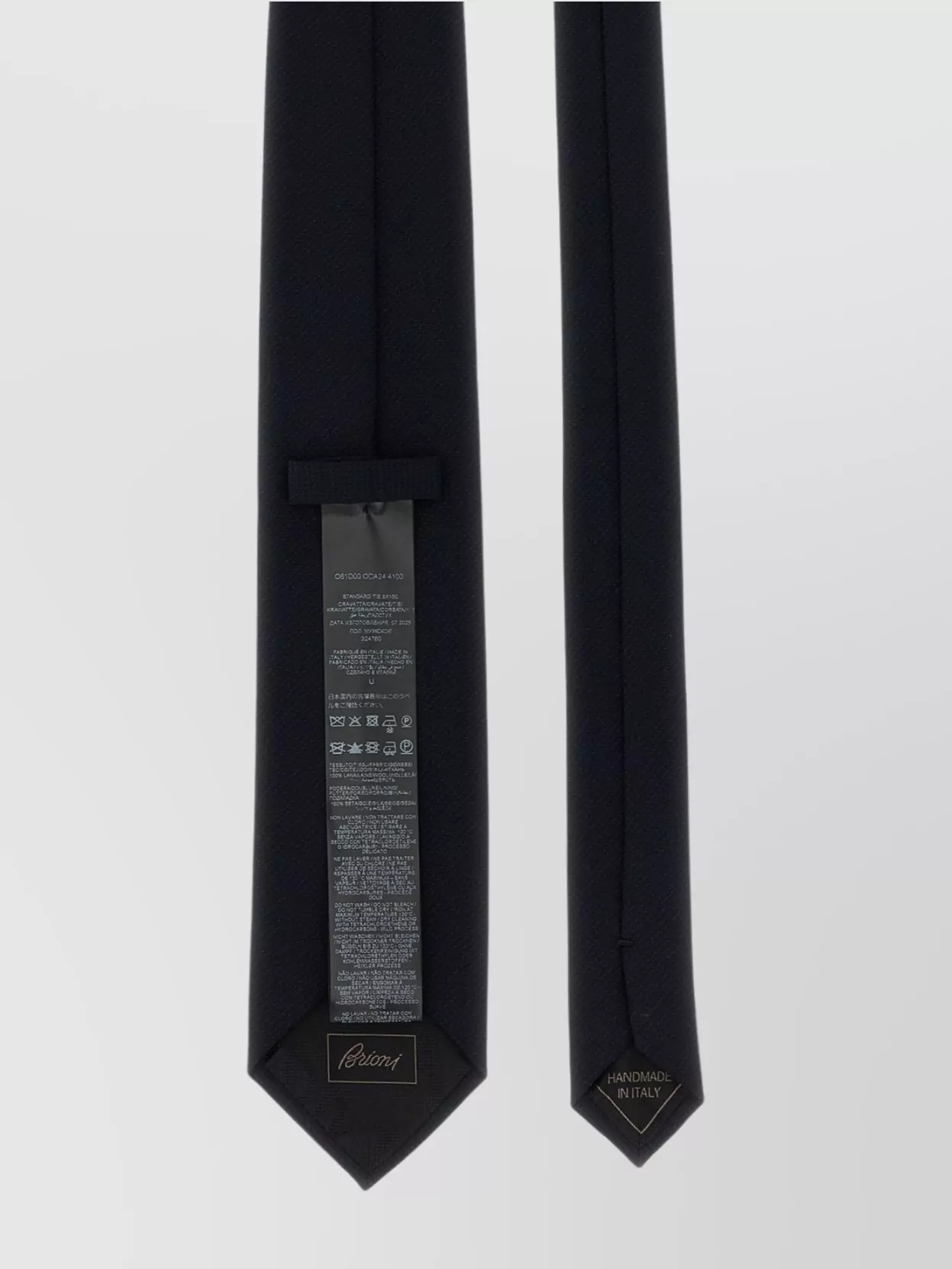 Brioni Slim Textured Wool Tie With Pointed Tip