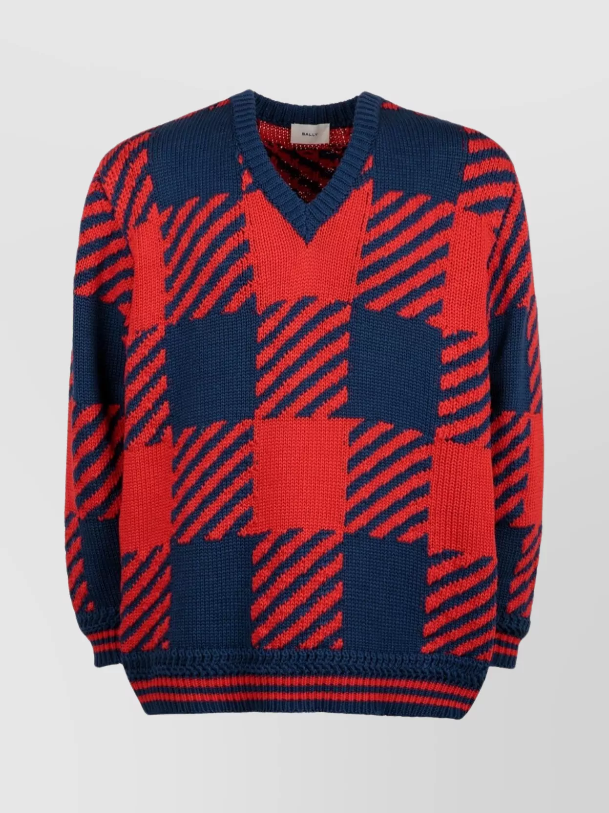 Shop Bally Crewneck Check Pattern Sweater