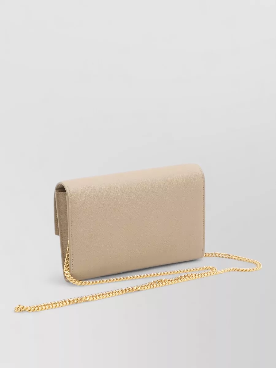 Saint Laurent Grain De Poudre Leather Chain Pouch