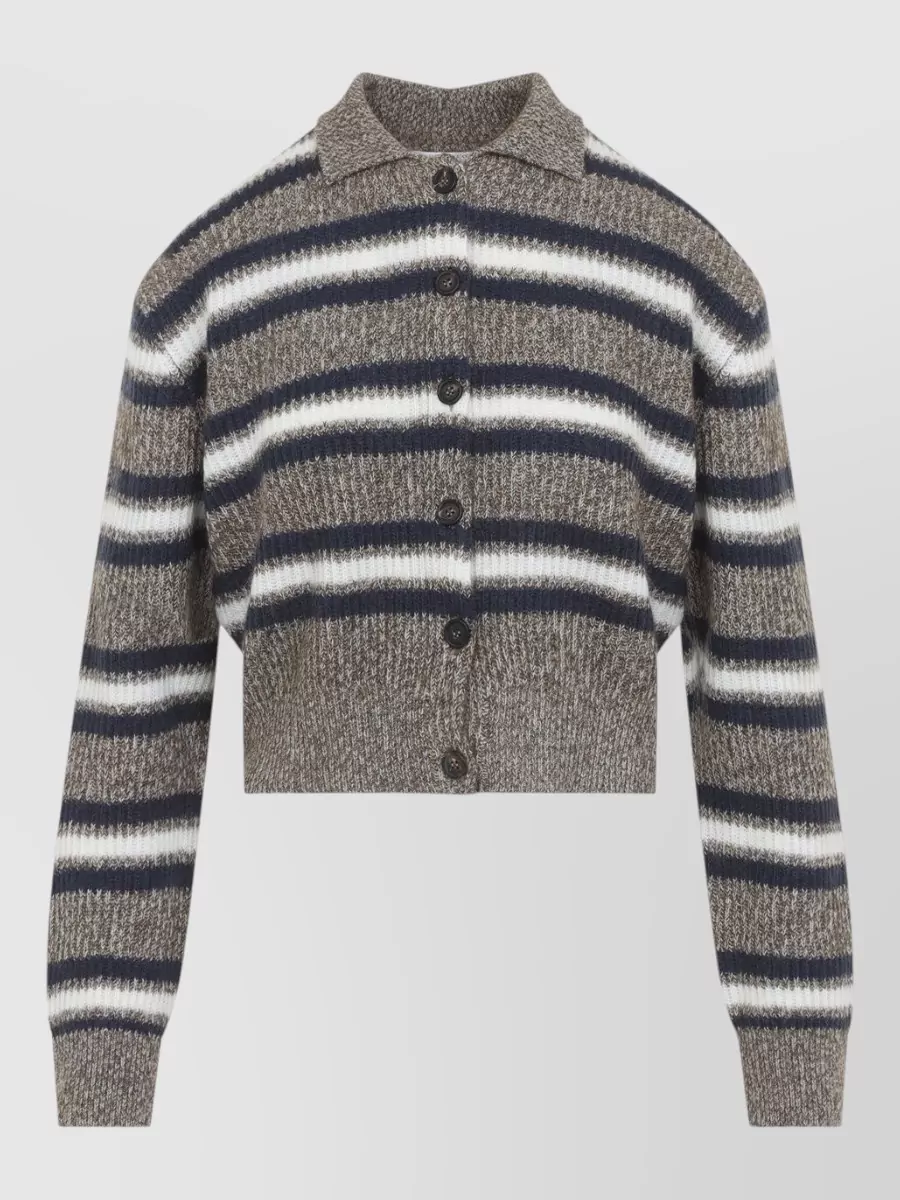 Brunello Cucinelli striped cropped polo sweater