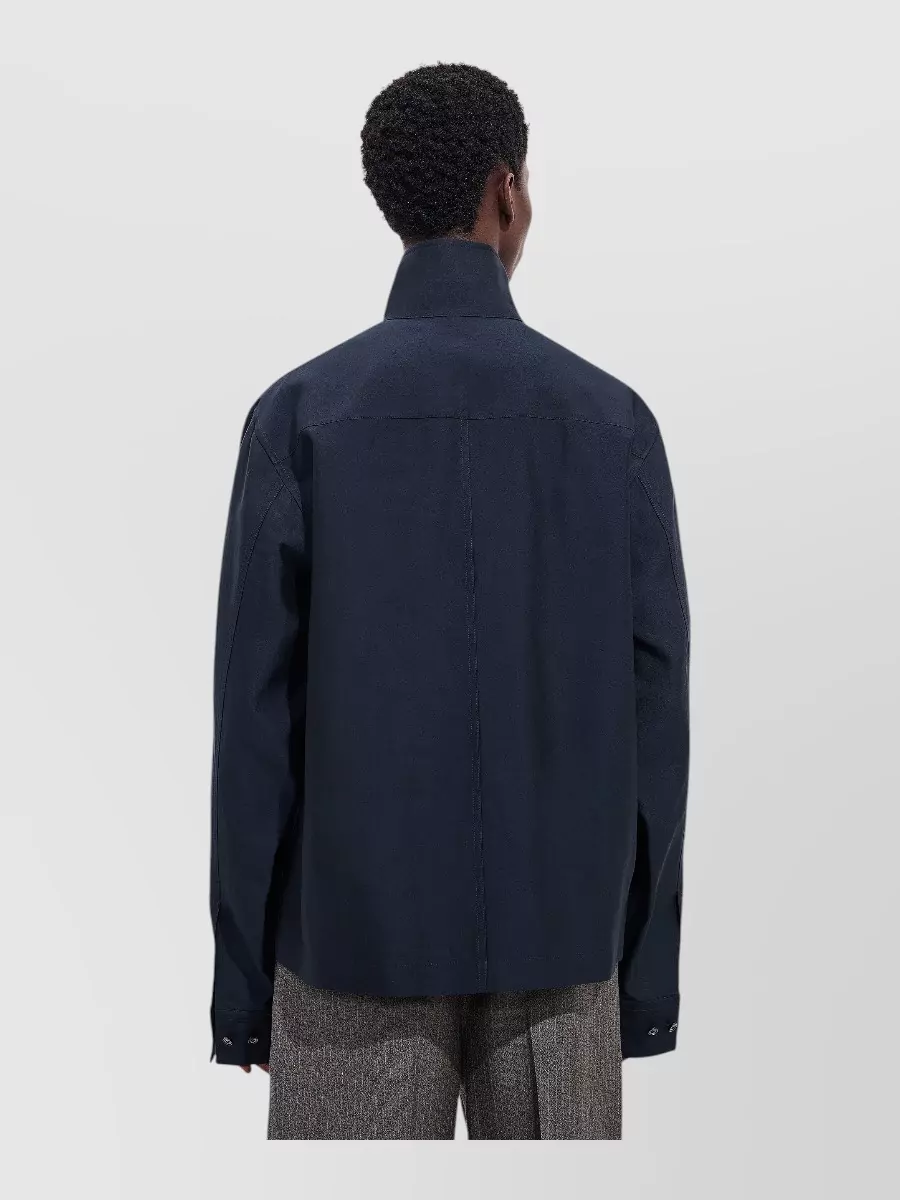 Bottega Veneta Silk Cotton High-Neck Relaxed-Fit Shirt Jacket