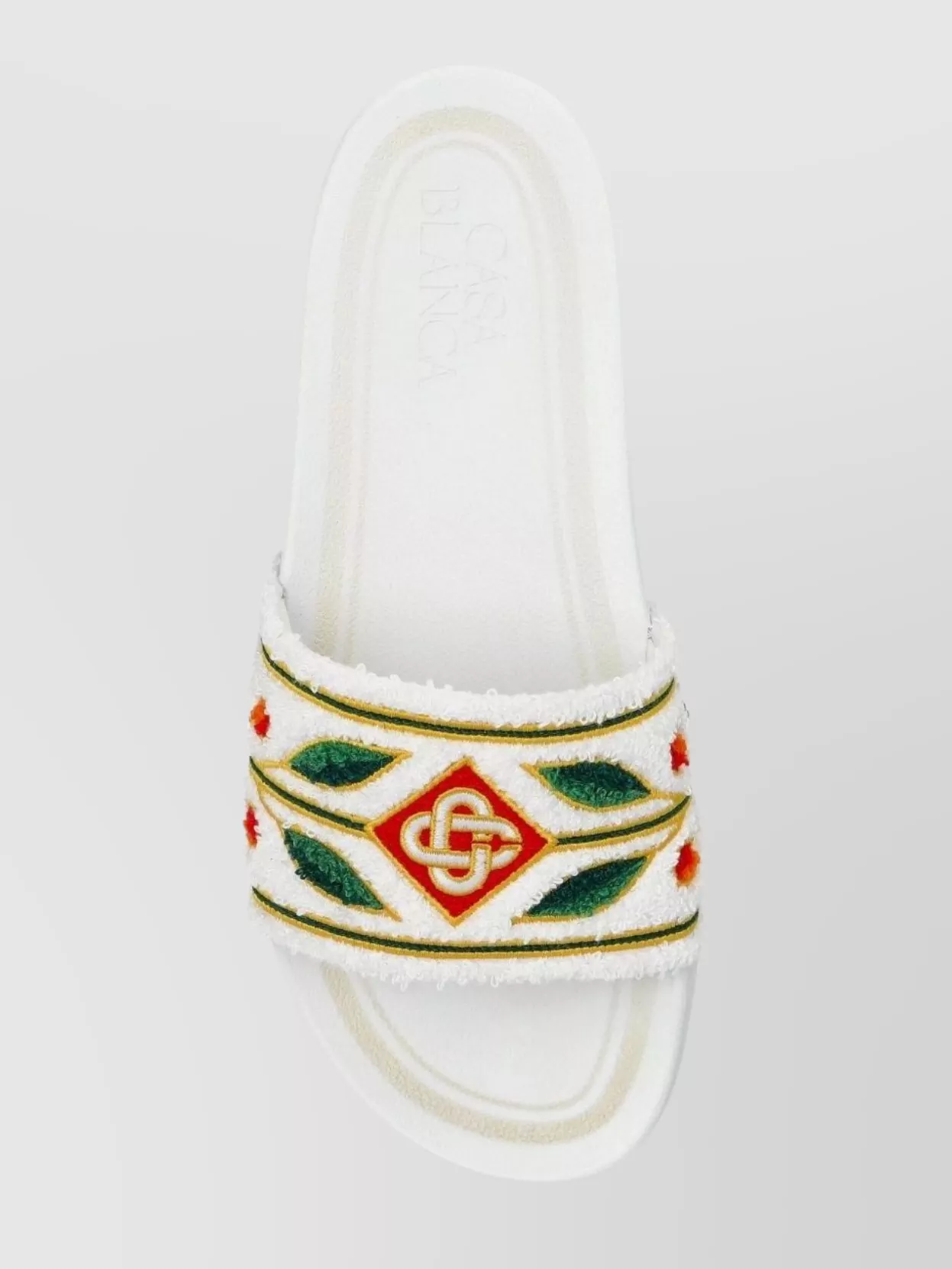 Casablanca Embroidered Terry Strap Flat Sole Sliders