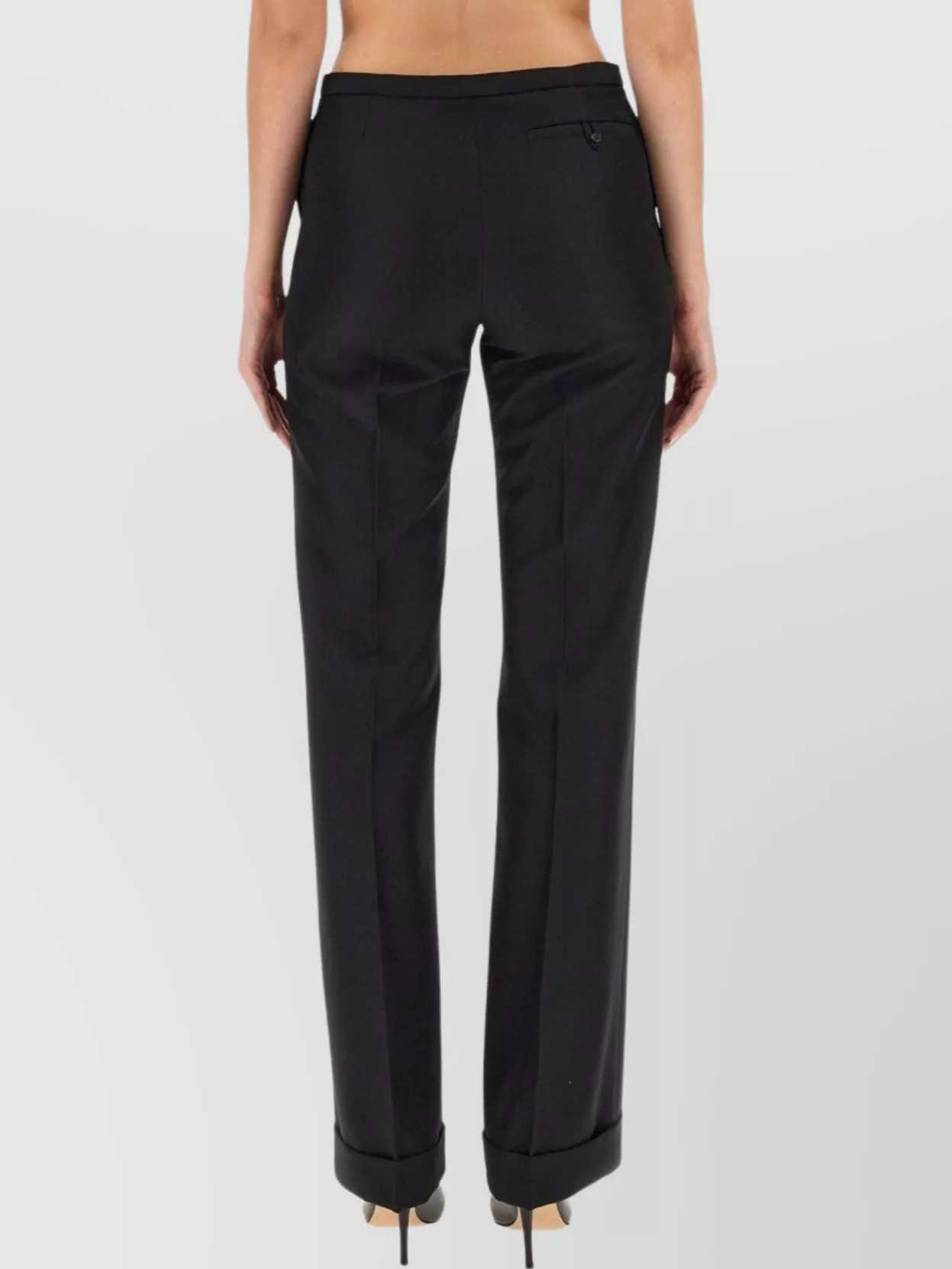 Philosophy Di Lorenzo Serafini Straight Leg Trousers Cuffed Hem In Black