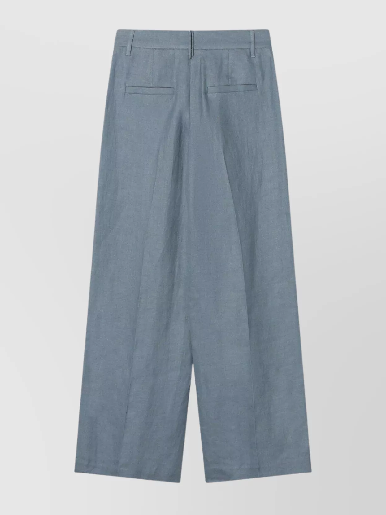 Brunello Cucinelli Wide Linen Blend Trousers With Front Pleats In Blue