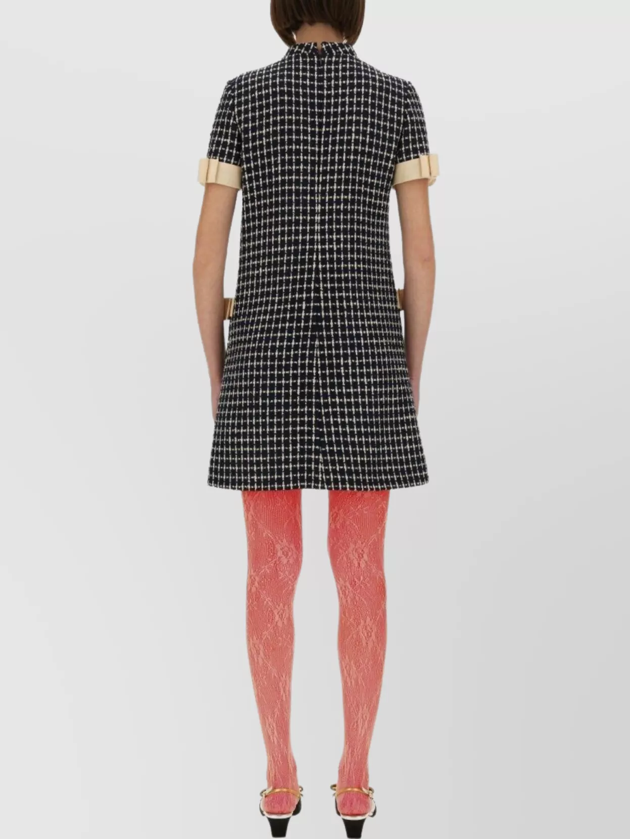 Valentino Textured Bow Detail Short Dress In Gray