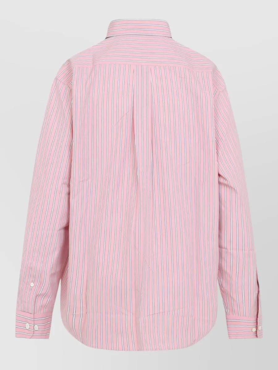 Miu Miu Long Sleeve Button-down Collar Shirt In Pink