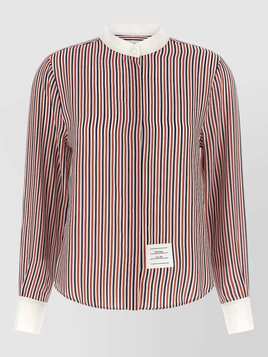 Thom Browne silk striped detachable lavallière collar shirt