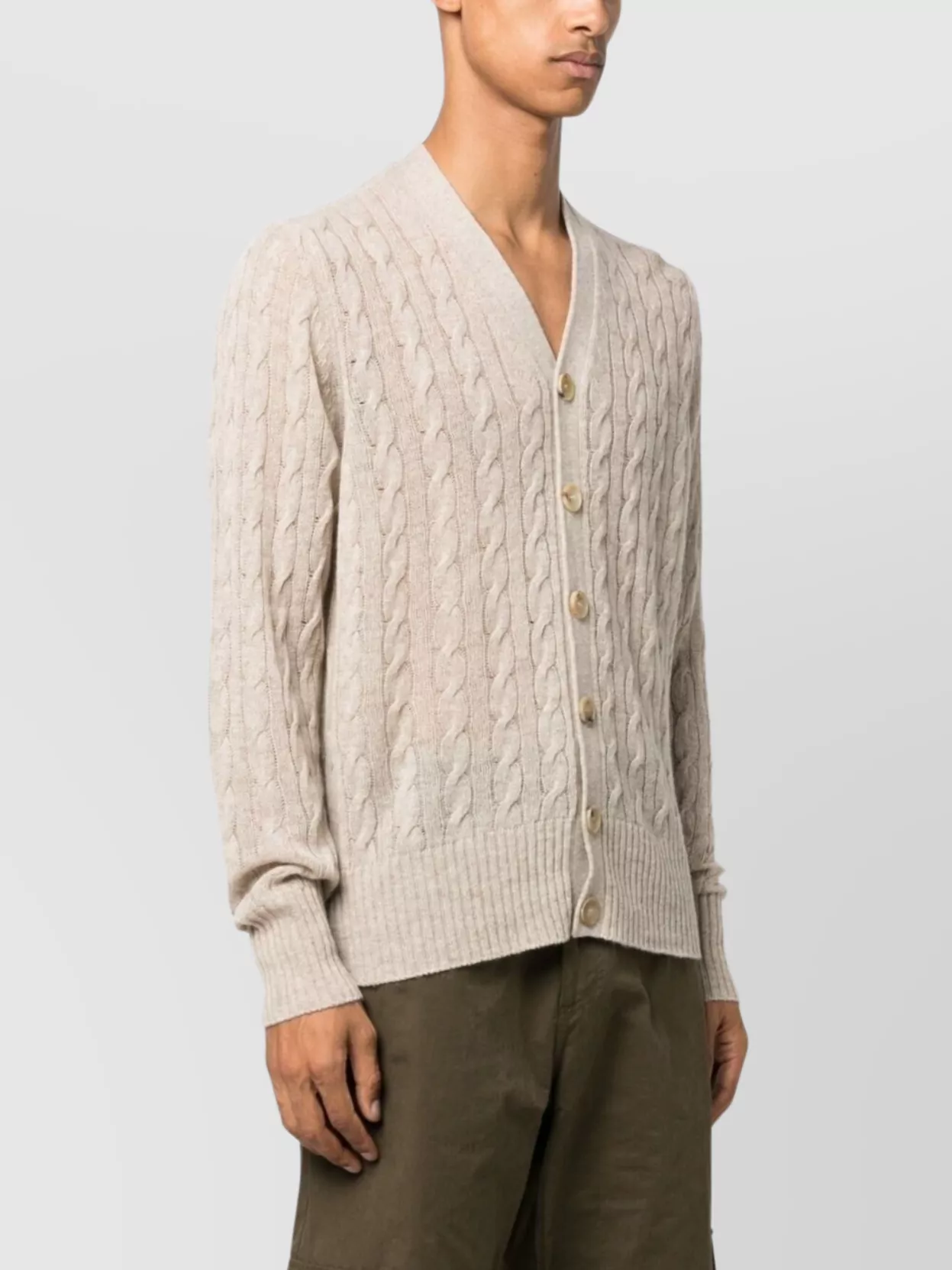 Etro Cable Knit V-Neck Long Sleeve Sweater