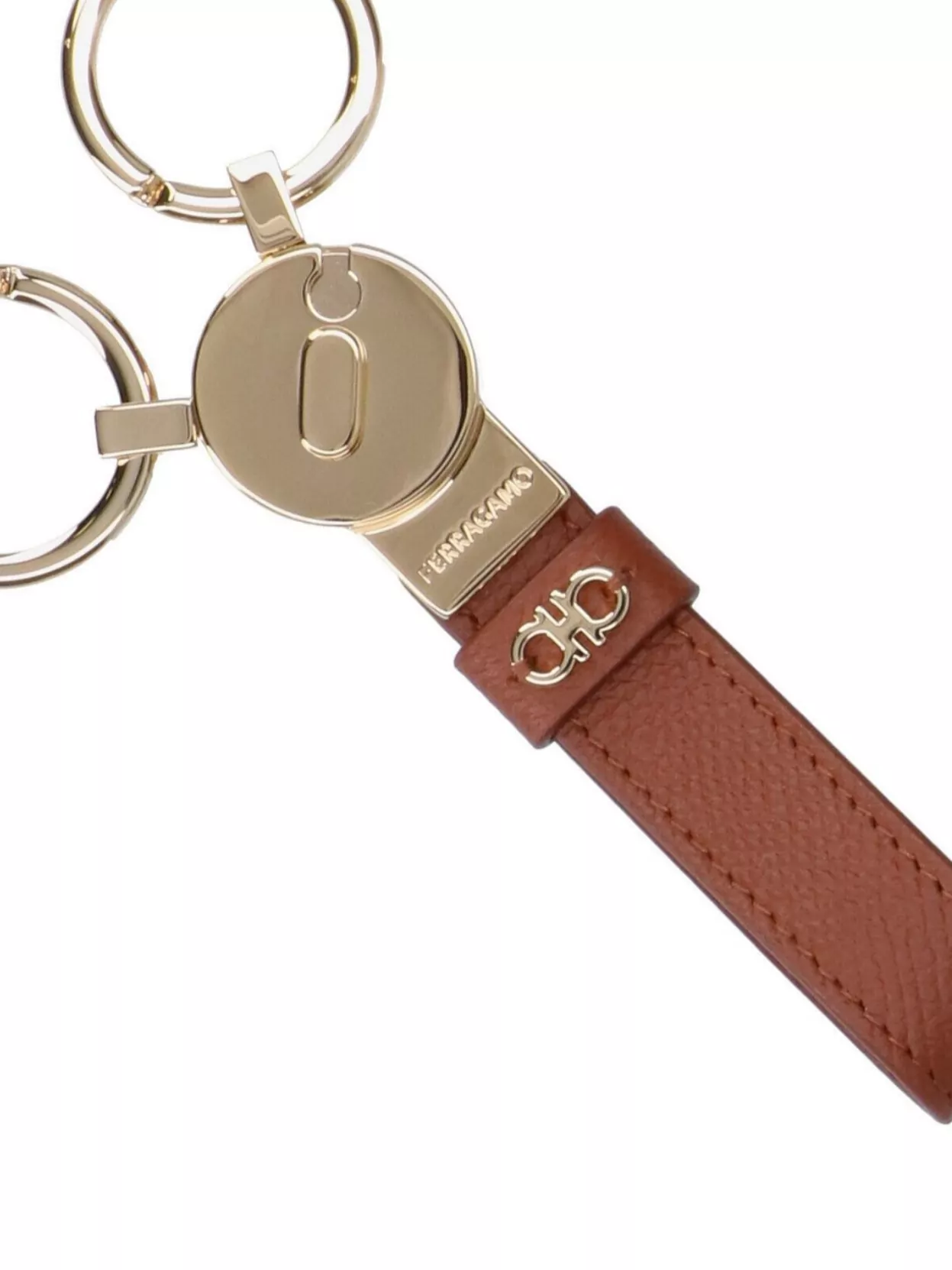 Ferragamo Double Ring Key Holder With Leather Strap
