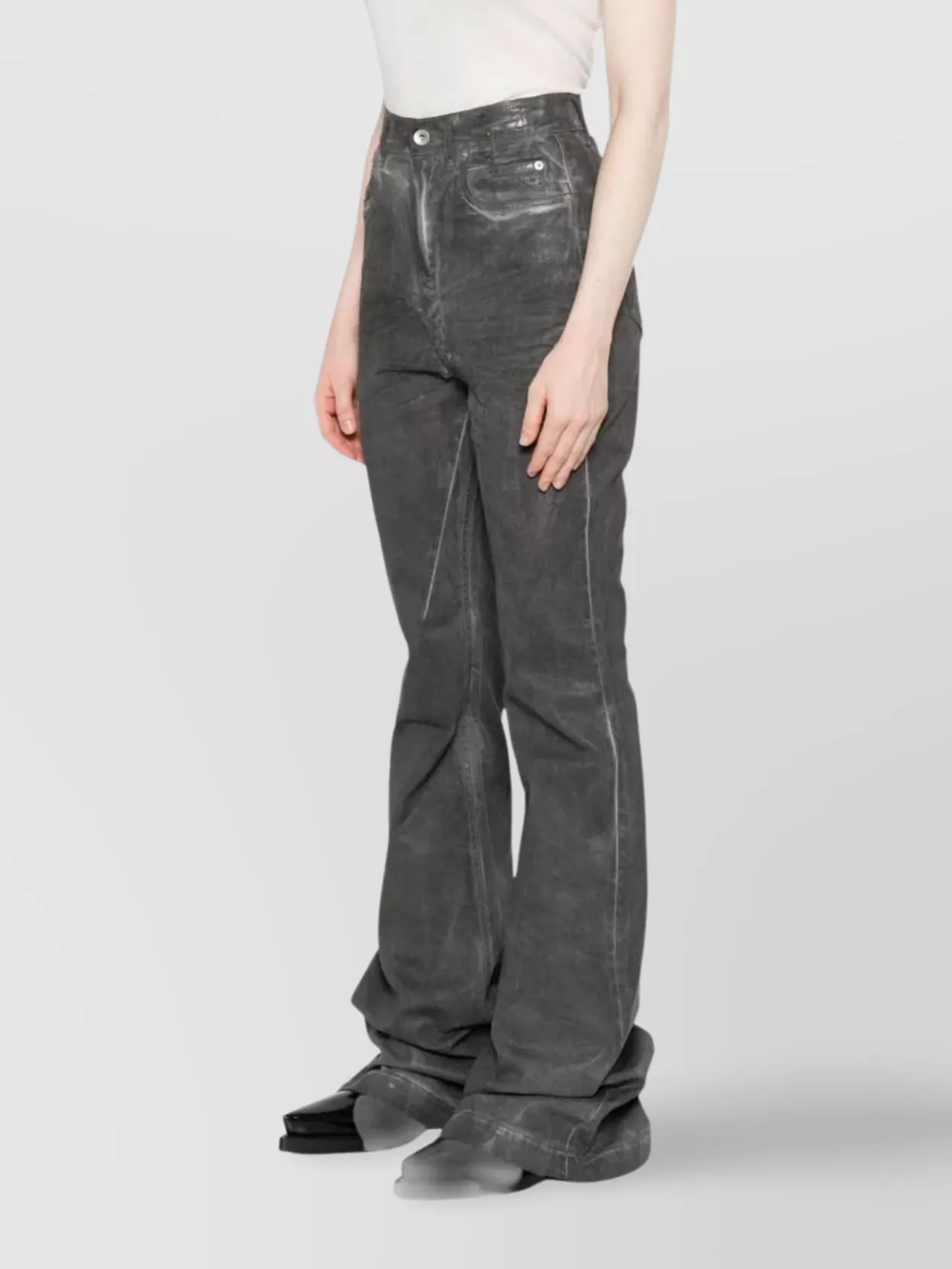 Rick Owens Drkshdw High-Waisted Flared Trousers Featuring Pockets