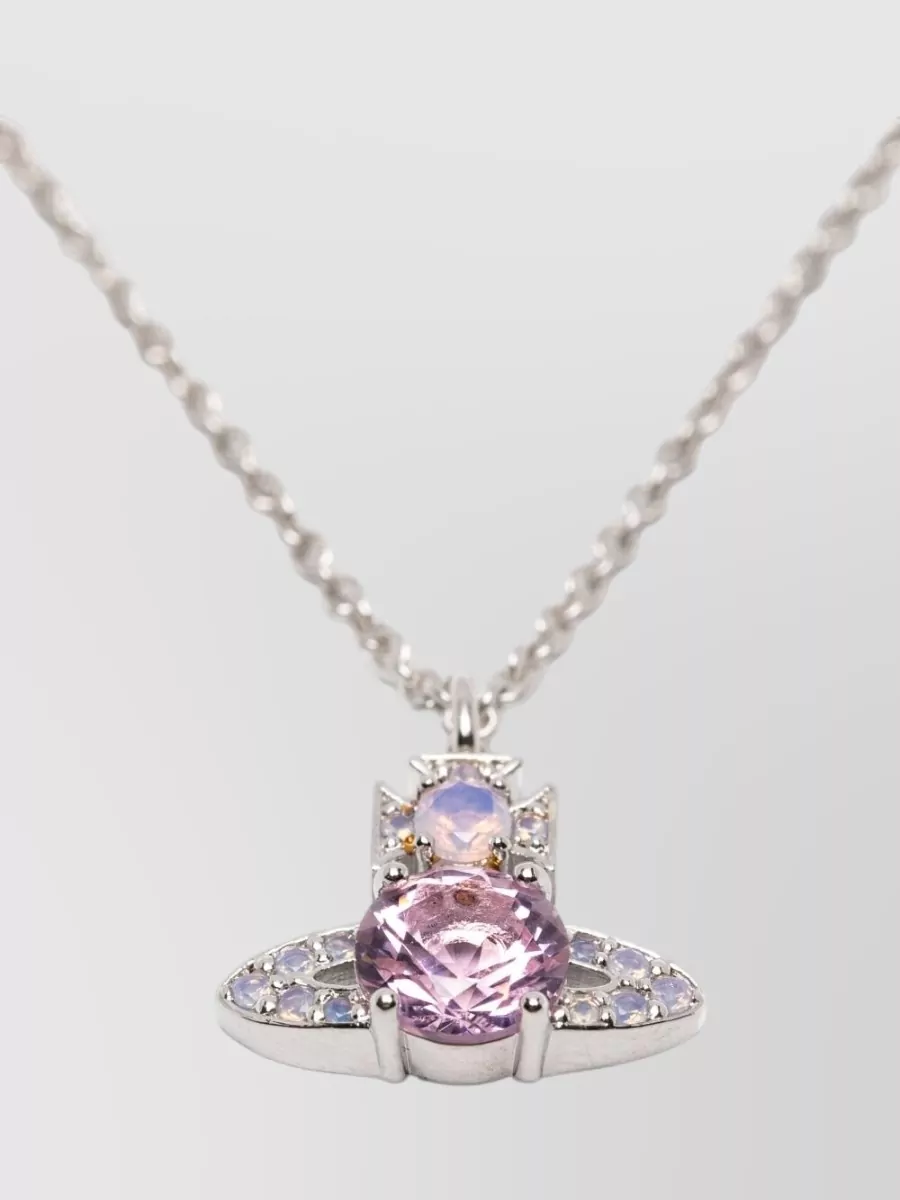 Vivienne Westwood Chain Necklace Pendant And Gemstone Embellishment