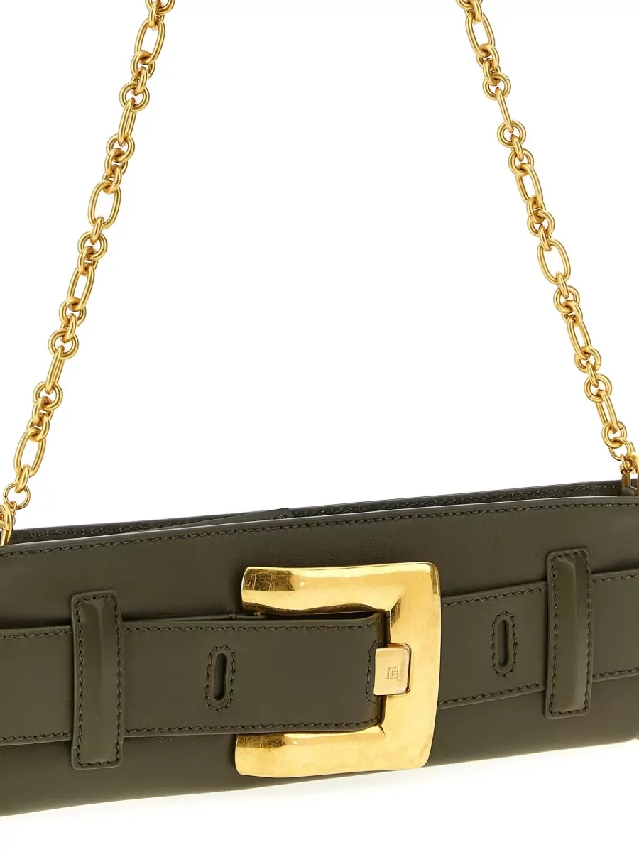 Balmain Anthem Clutch Chain Strap Gold Tone Hardware