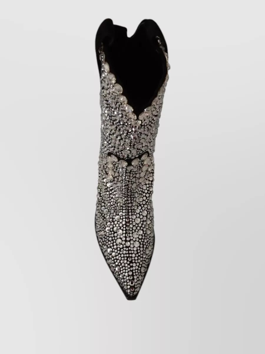 Dolce&Gabbana Suede Crystal-Embellished Cowboy Boots