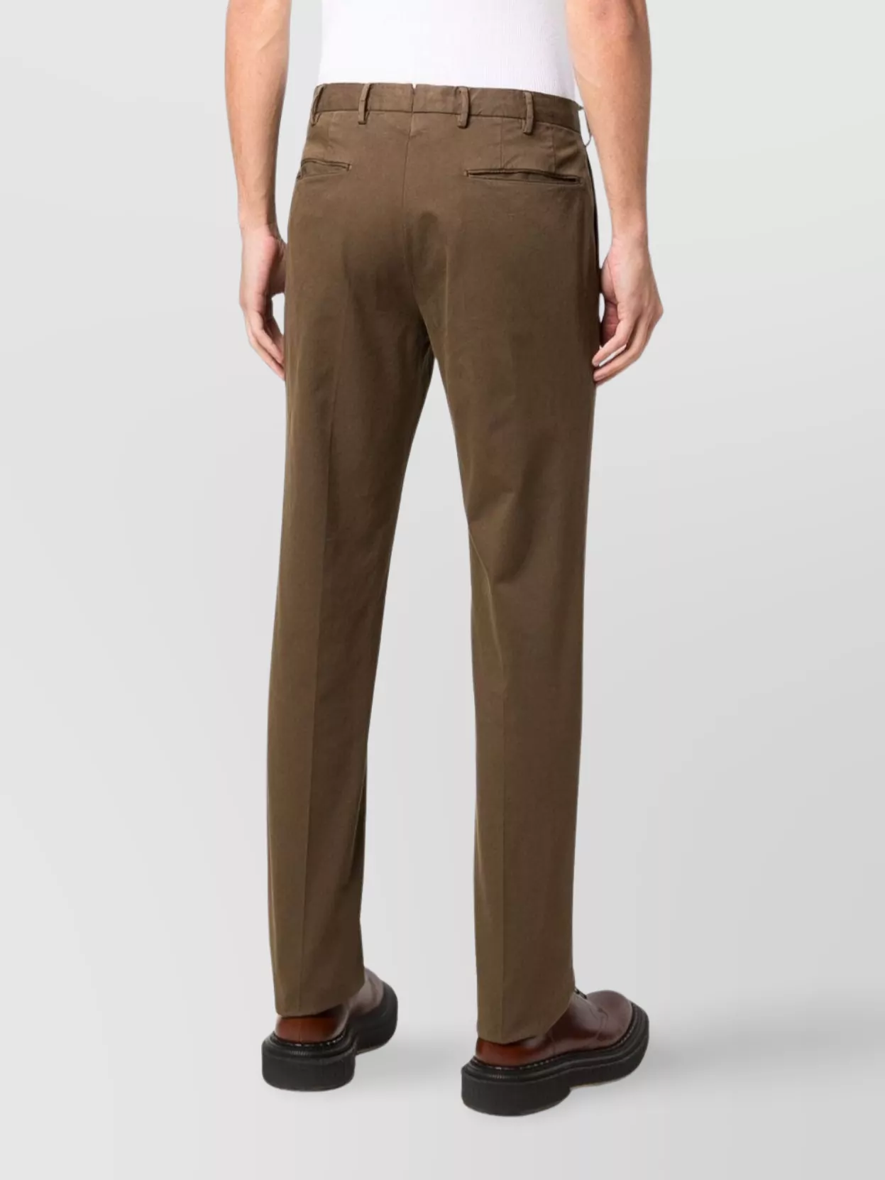 Incotex Slim Cut Chino Trousers Back Side Pockets In Brown