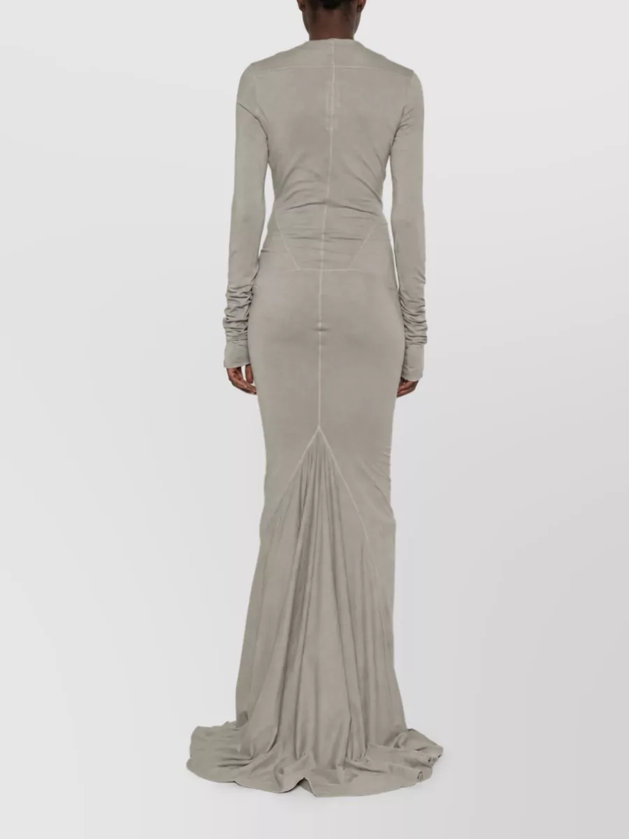 Rick Owens Drkshdw Gathered Long-Sleeve Cotton Maxi Dress
