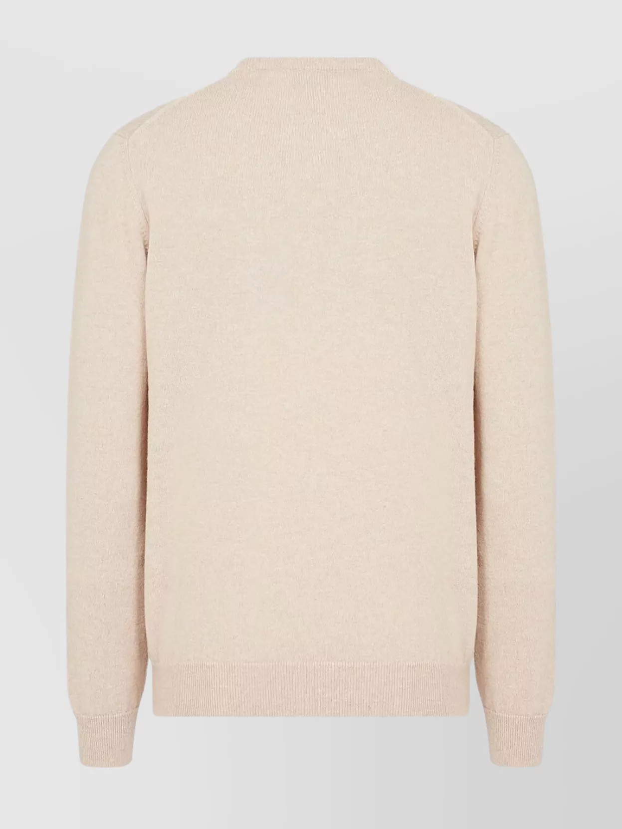 Giorgio Armani Ribbed Crewneck Sweater With Long Sleeves In Neutral