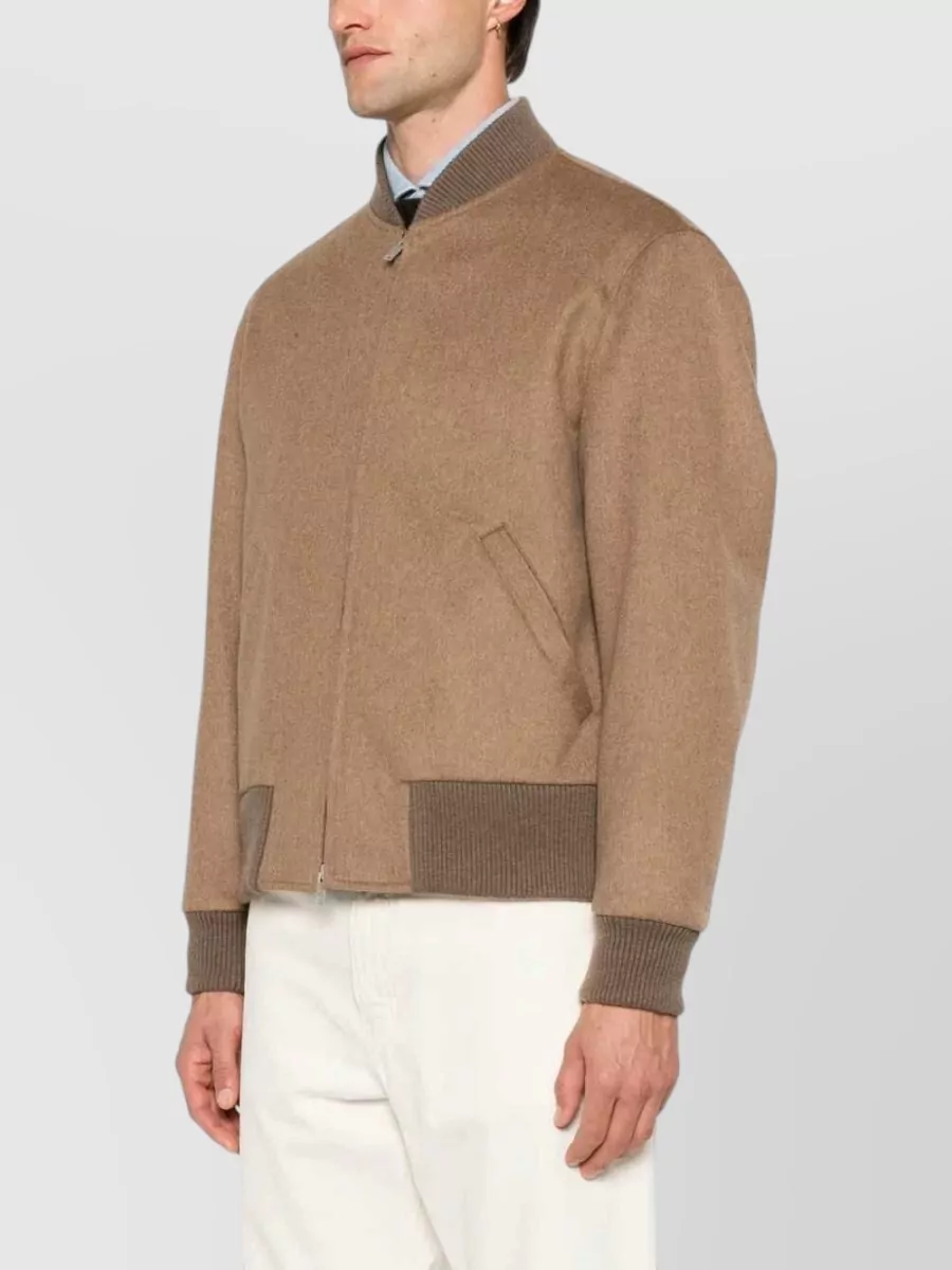 Lardini Wool Zip-Up Bomber Jacket