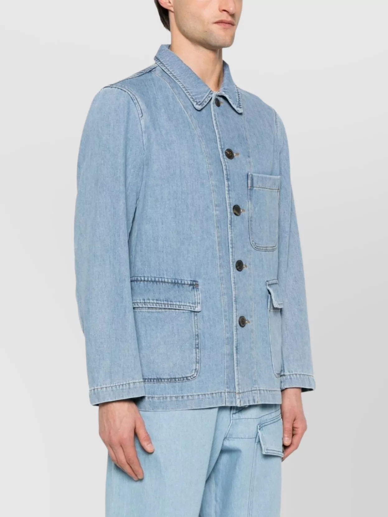 Dries Van Noten Denim Jacket With Chest Pocket And Flap Pockets