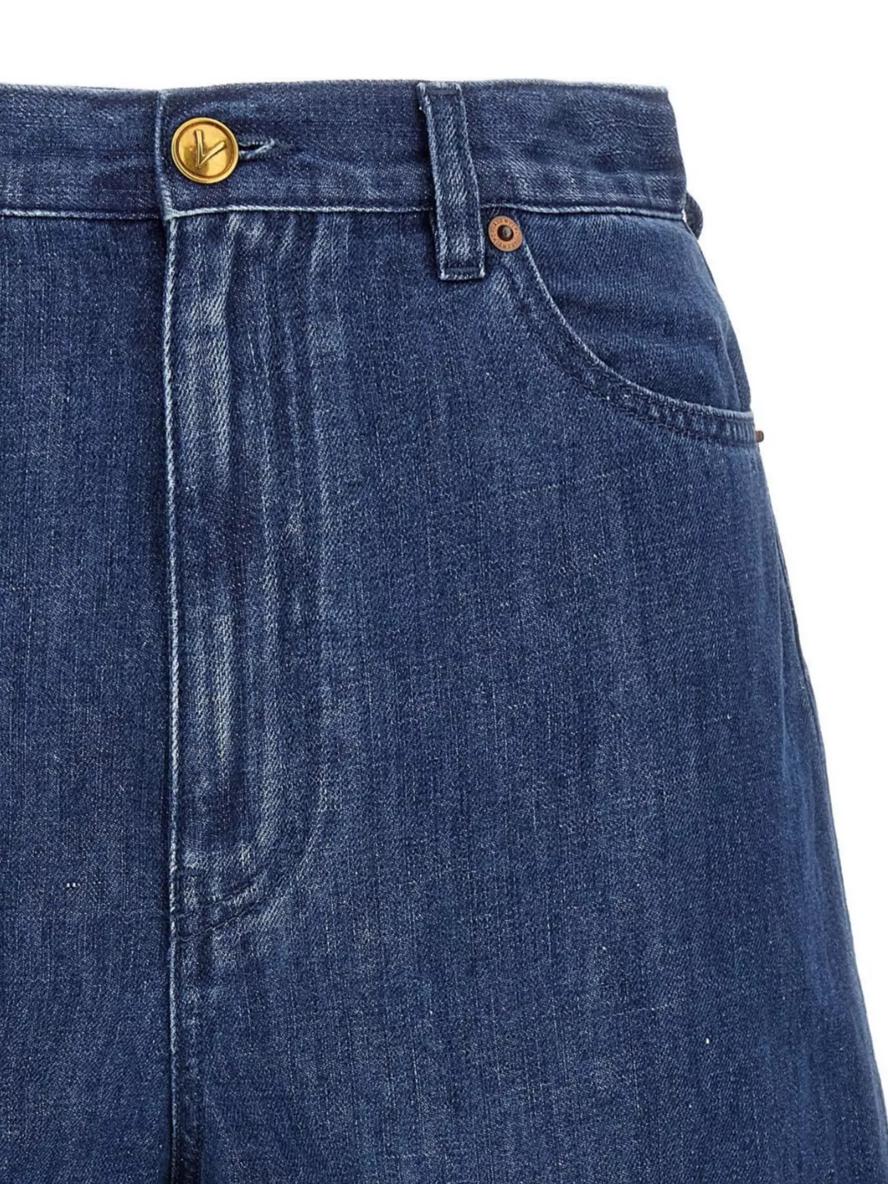 Valentino Denim Shorts With Back Pockets And Belt Loops
