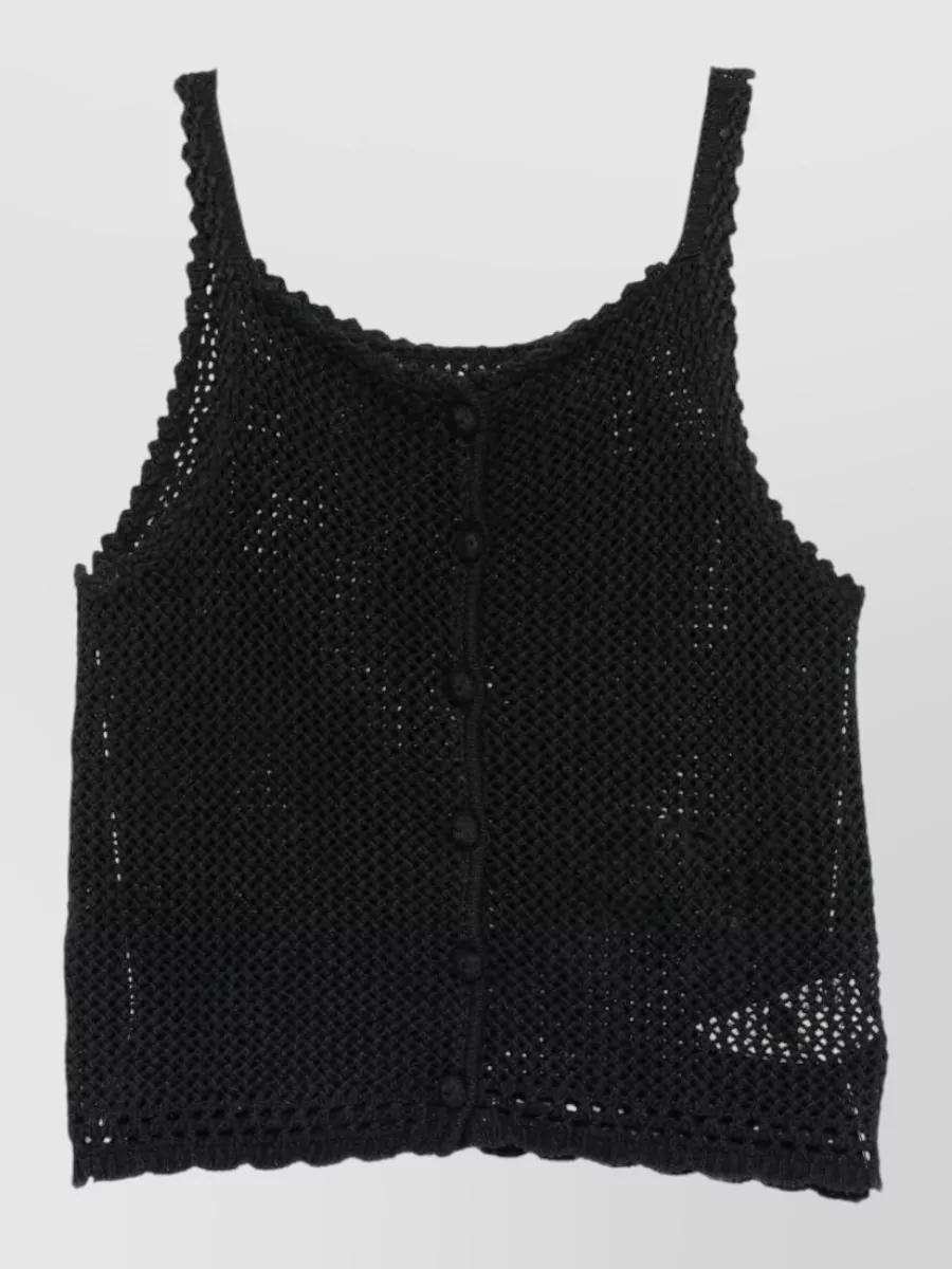 Dunst Crochet-Knit Sleeveless Scoop Neck Knitted Top