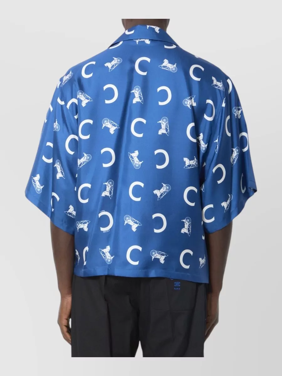 Celine Silk Printed Short-Sleeve Shirt
