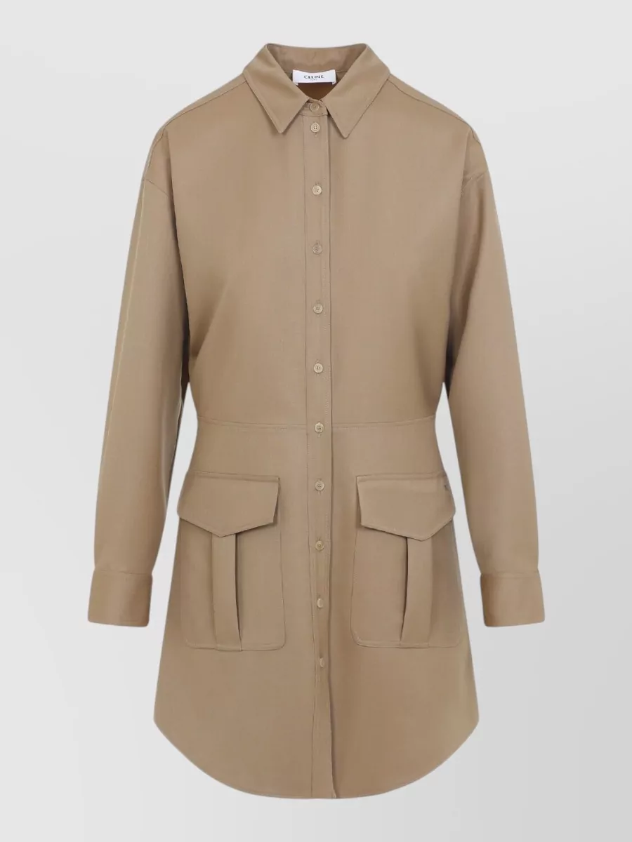 Celine Wool Long-Sleeve Mini Dress