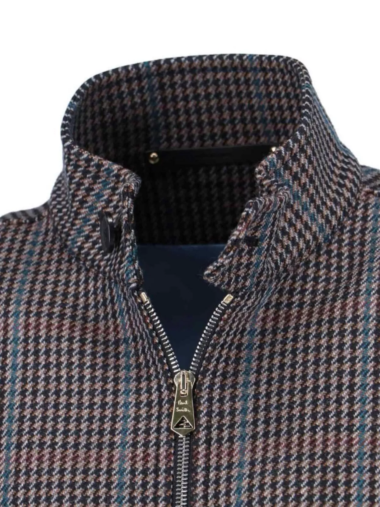 Paul Smith Checkered High Collar Jacket Side Pockets