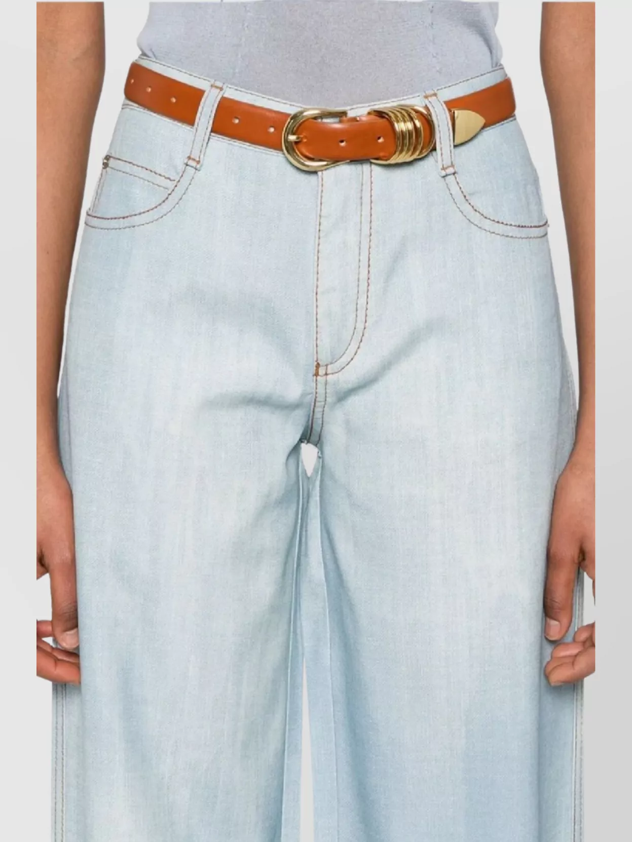 Ermanno Scervino Wide-Leg Five-Pocket Jeans Featuring Contrast Stitching