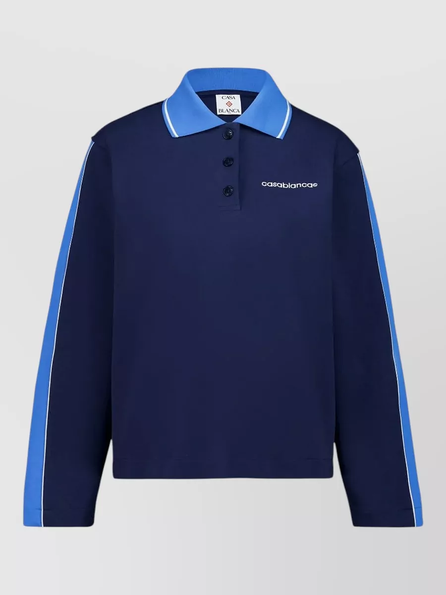 Casablanca ribbed collar polo sweatshirt