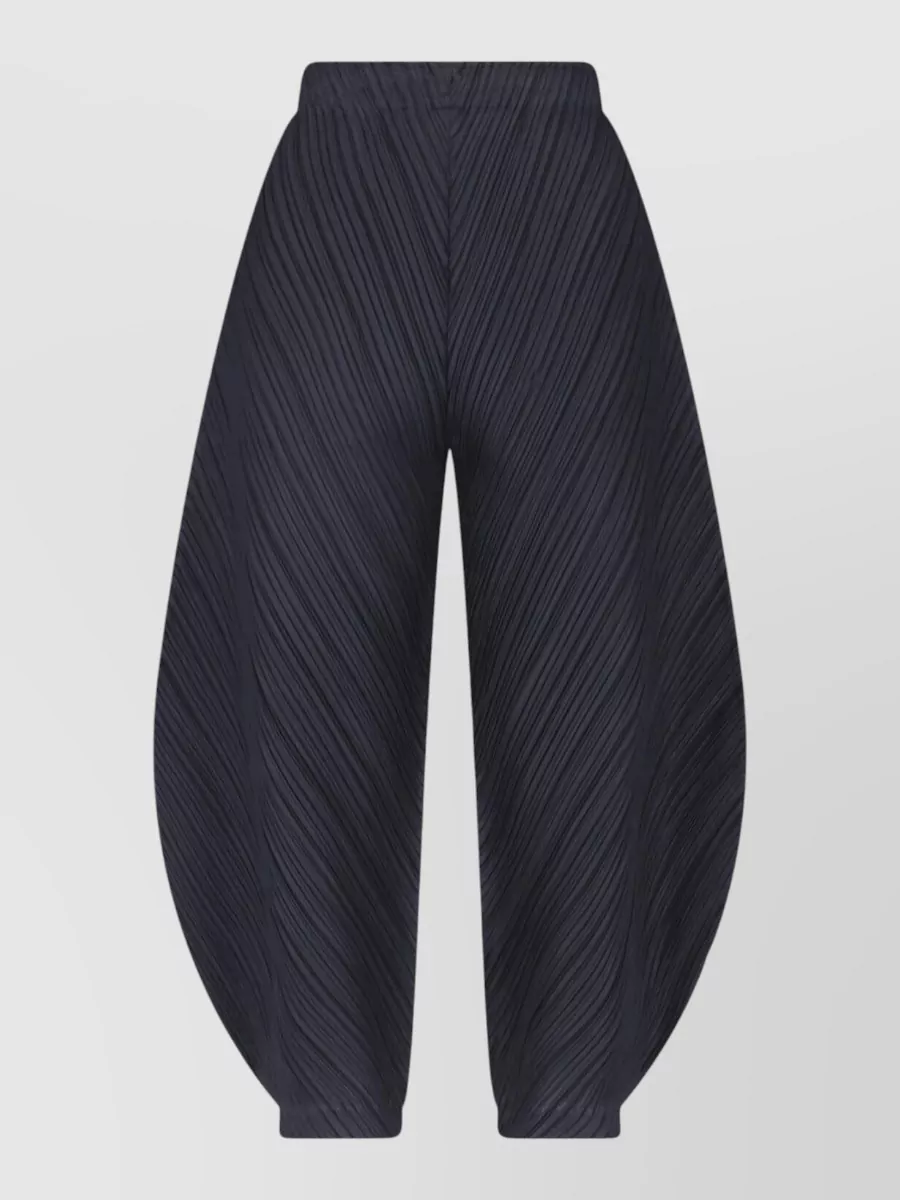 Pleats Please Issey Miyake Pleated Tapered Wide-Leg Trousers