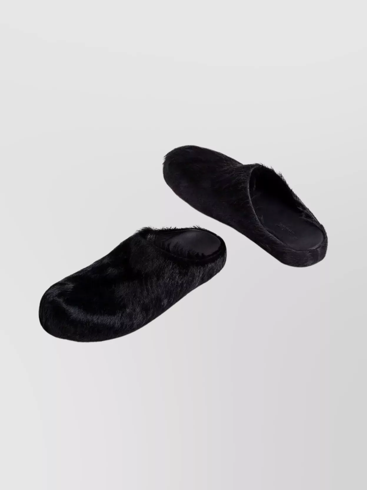 Marni Calfskin Slip-On Slippers Faux Fur