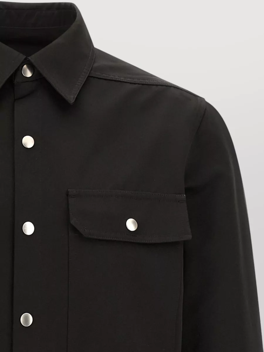 Rick Owens Point Collar Shirt Buttoned Cuffs Flap Pockets