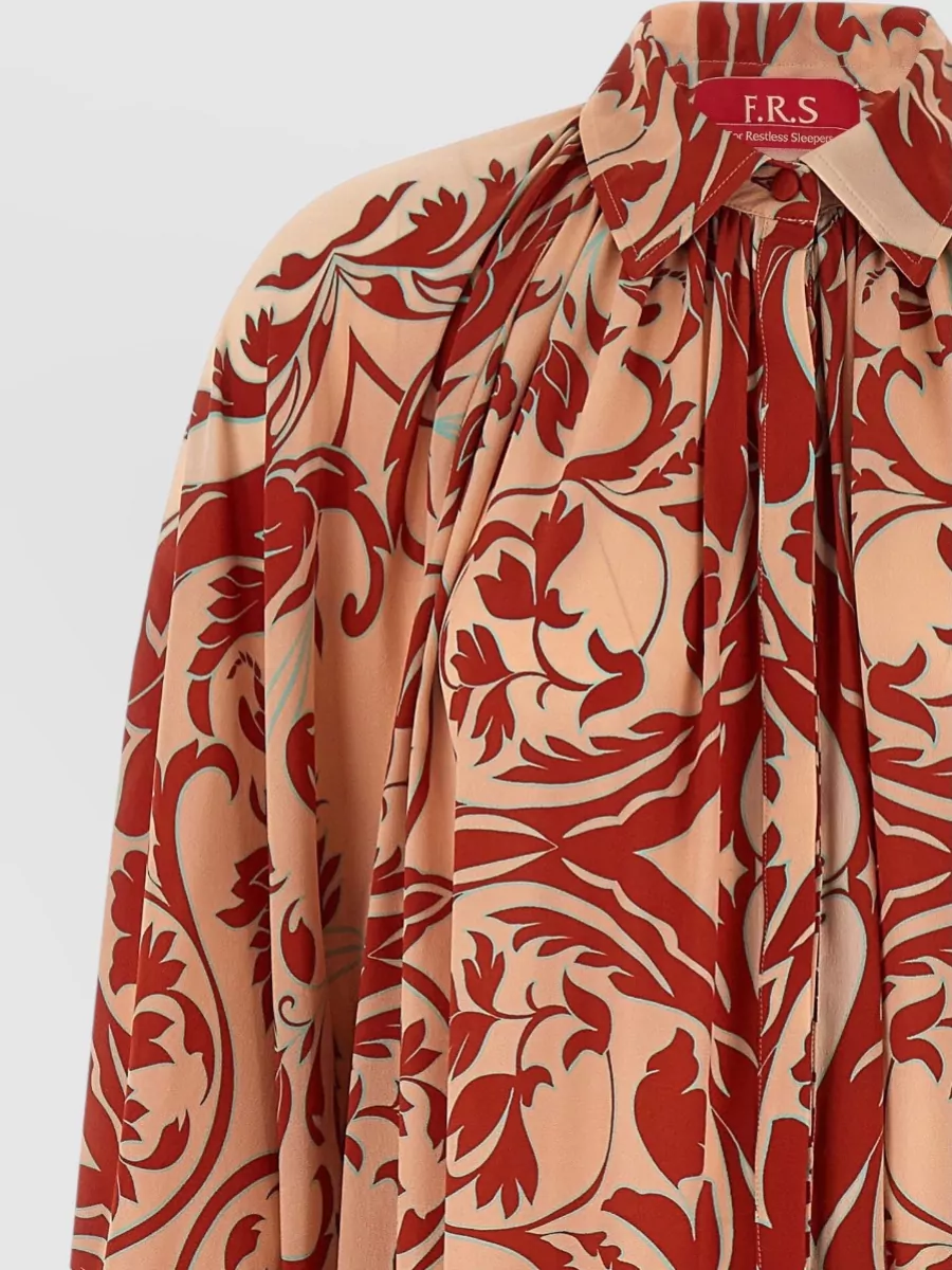 F.r.s For Restless Sleepers Silk Printed Maxi Shirt Dress