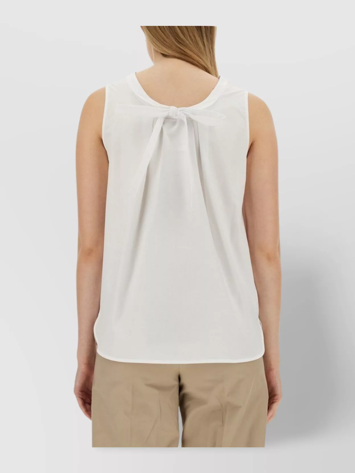 S Max Mara Bow Back Pleated Sleeveless Top