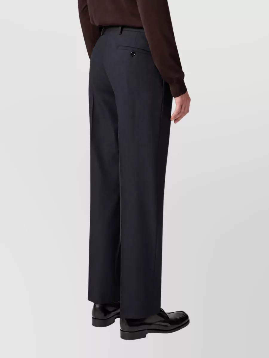 Lardini Wool Herringbone Double-Pleated Tailored Trousers