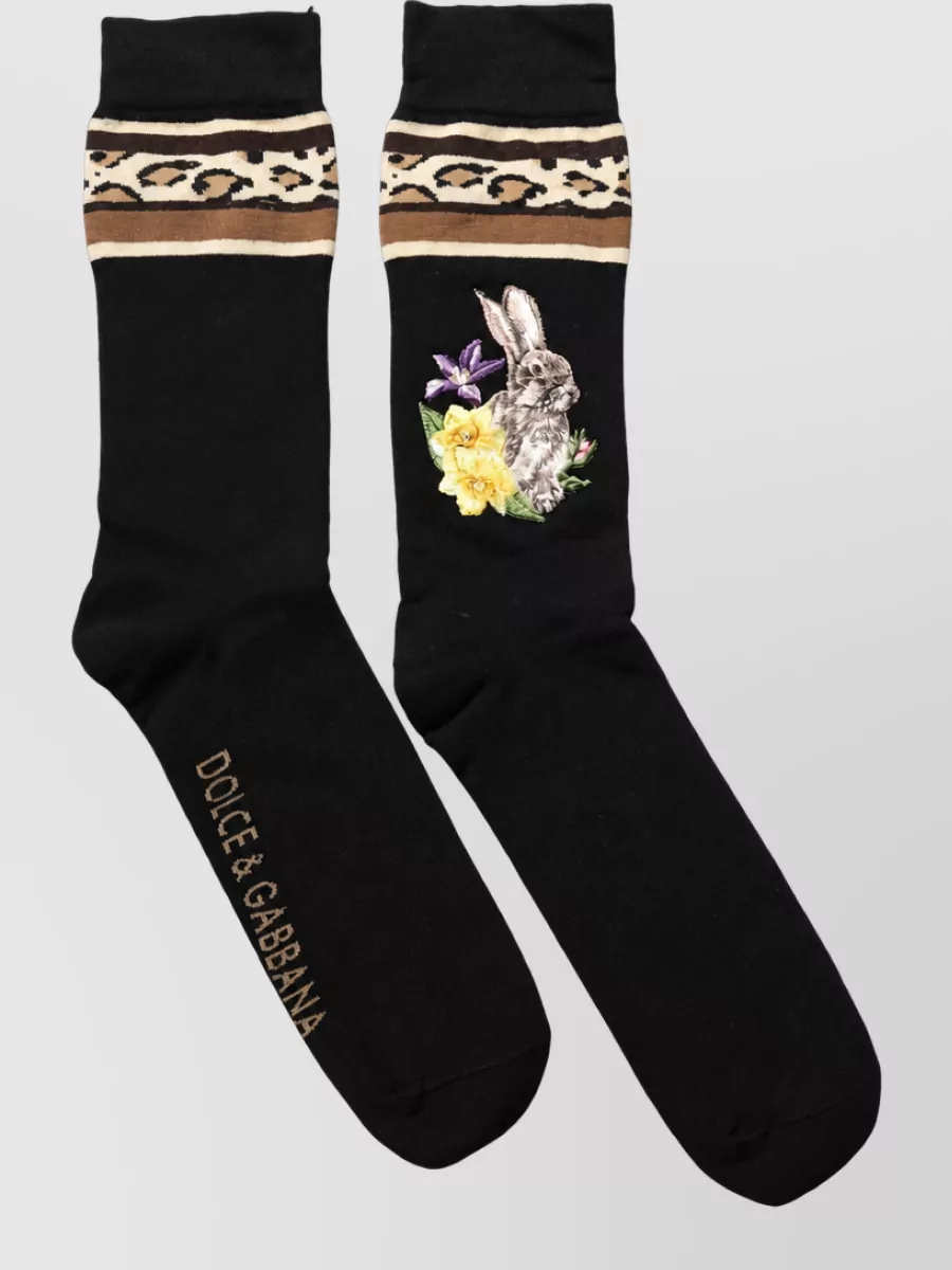 Dolce&Gabbana wool floral mid calf socks